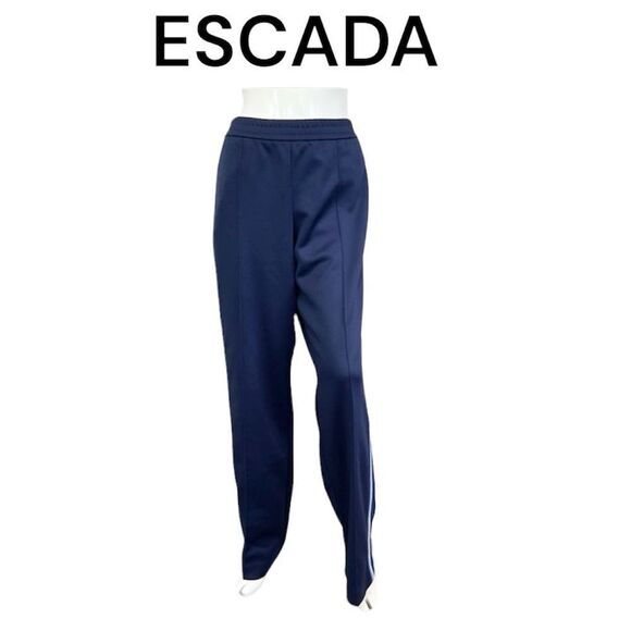 Escada Sport Navy Blue Side Sripe Straight Leg Athletic Sweatpants US 14 EUR 14